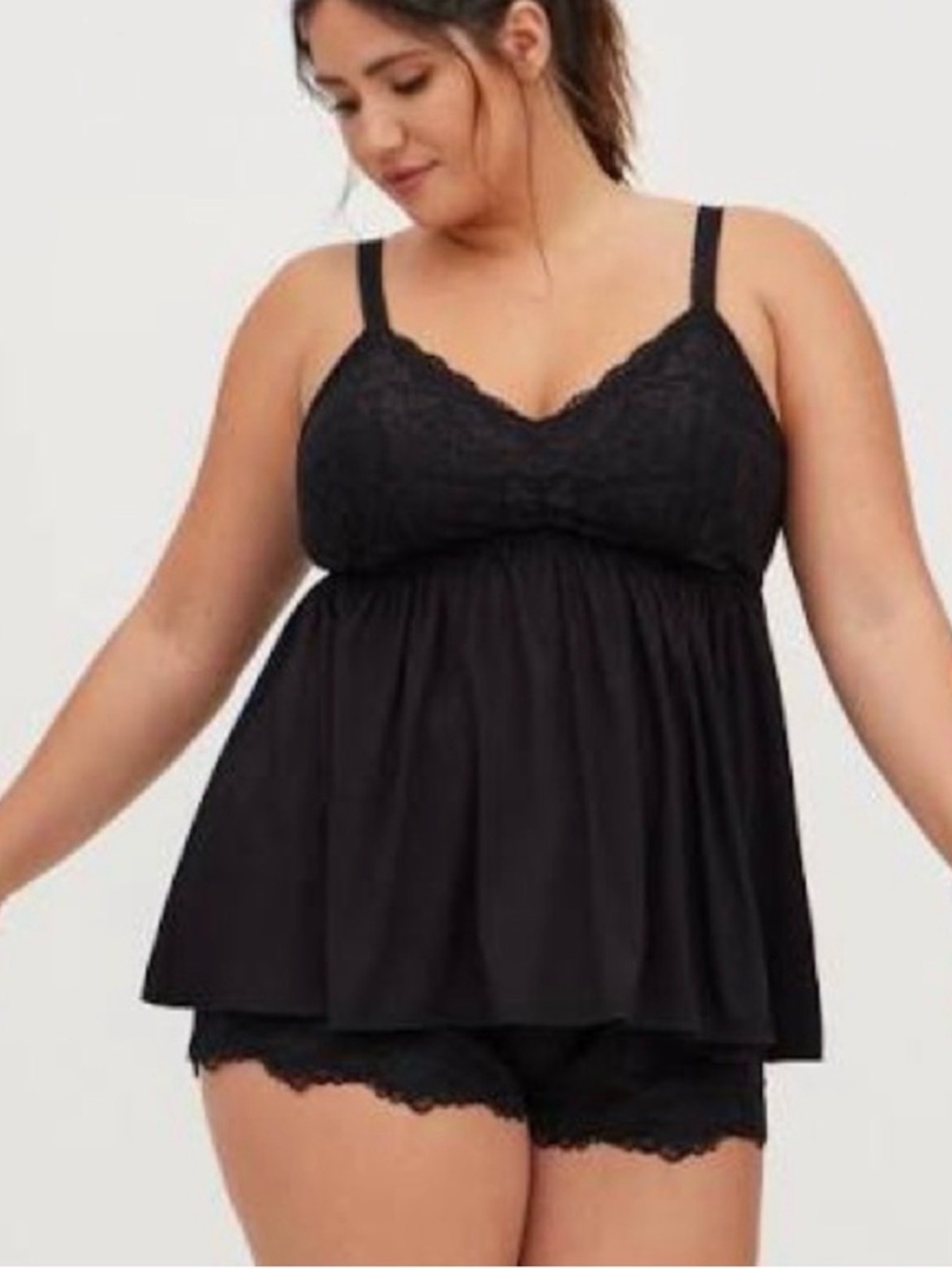 Torrid Super Soft Lace-Trim Babydoll & Pajama Lounge Shorts Set 3X